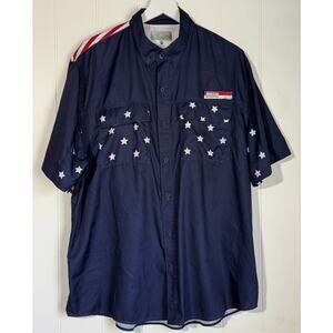 Ocean + Coast Advantage Mens American Vented Shirt Navy USA Flag Fishing